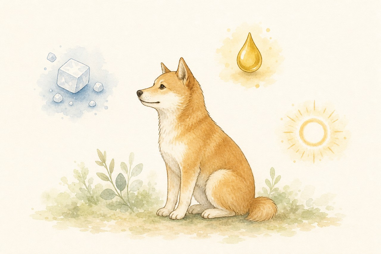 塩や油、余分なエネルギーに注意が必要な犬のイラスト